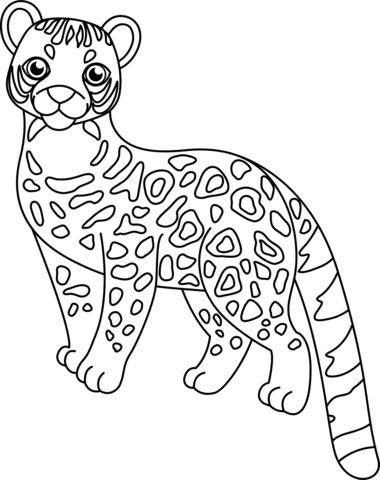 Cute Ocelot Coloring Page